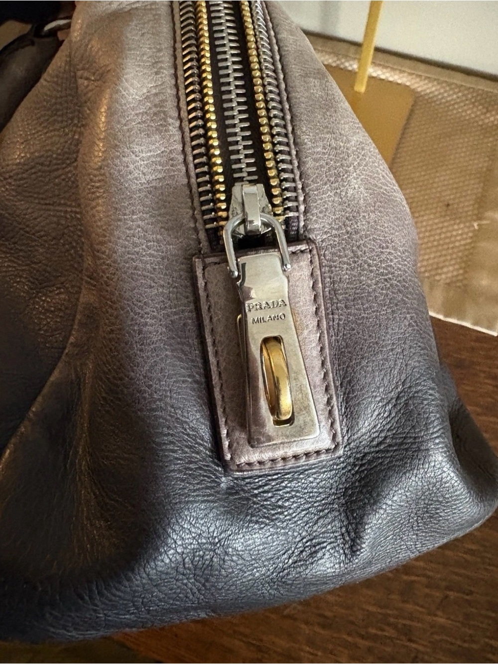 Prada Limited edition Ombre Glace Calf “zipper bag” Satchel RARE - Picture 5 of 9